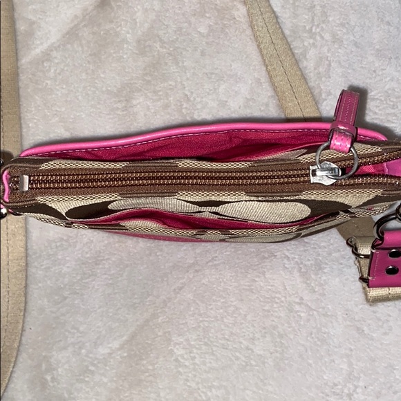 Coach Signature Khaki and Pink Crossbody Bag - Picture 5 of 7